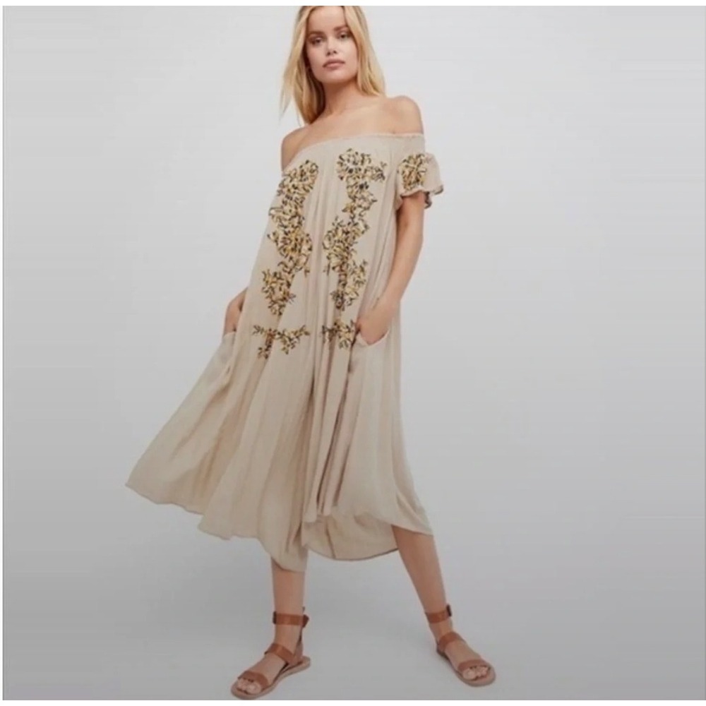 Free People Embroidered Wide Leg Jumpsuit